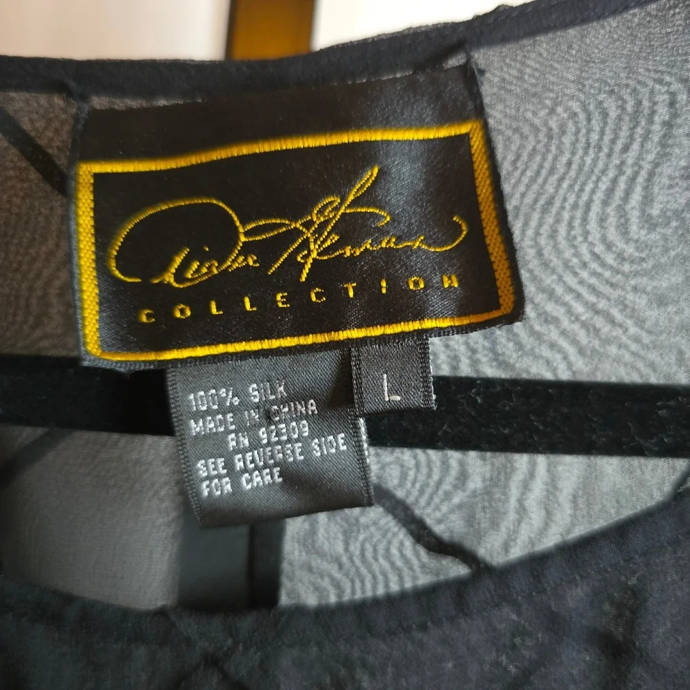 Vintage Diane Gilman Collection L Black‎ 100% semi Sheer Silk Maxi Dress Rare